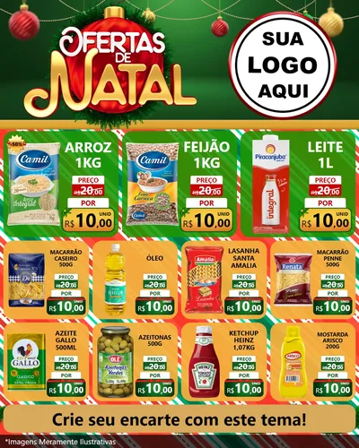 Modelo de Rede Social para Feed Instagram com o tema Ofertas de Natal para Supermercado
