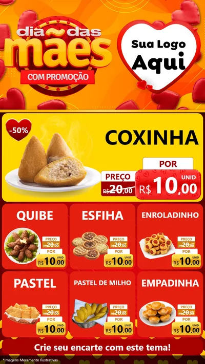Modelo de Rede Social para Stories com o tema Dia das Mães com Promoção para Salgadaria