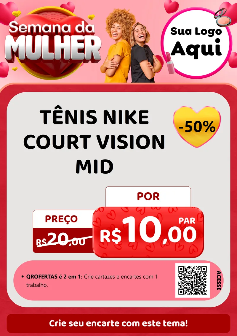 Modelo de Cartaz para Cartaz A4 Vertical com o tema Semana da Mulher para Calçados