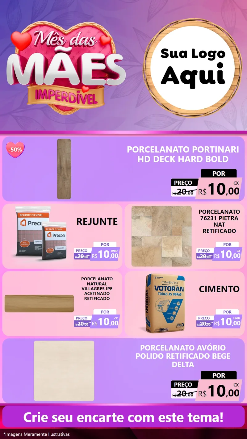 Modelo de TV para TV Vertical com o tema Mês das Mães Imperdível para Pisos e revestimentos