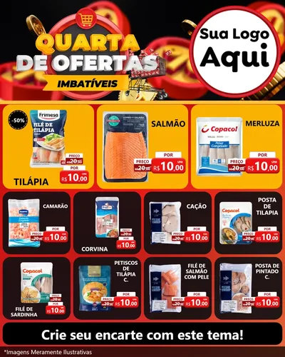 Modelo de Rede Social para Feed Instagram com o tema Quarta de Ofertas Imbatíveis para Peixaria