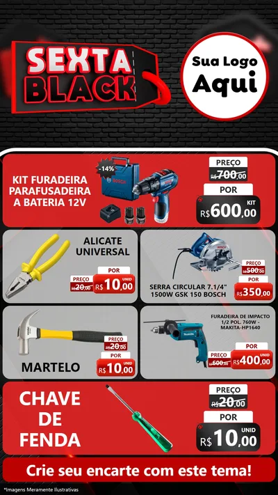 Modelo de TV para TV Vertical com o tema Sexta Black para Maquinas e Ferramentas