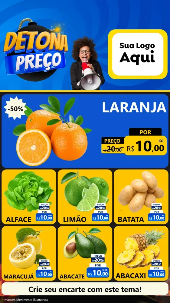 Modelo de Rede Social para Stories com o tema Detona Preços para Hortifrúti