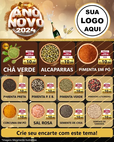 Modelo de Rede Social para Feed Instagram com o tema Feliz Ano Novo 2027 para Produtos Naturais