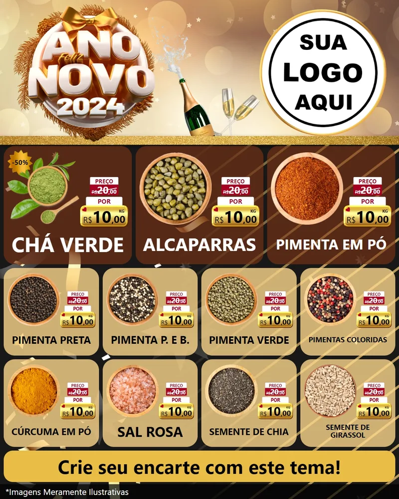 Modelo de Rede Social para Feed Instagram com o tema Feliz Ano Novo 2027 para Produtos Naturais