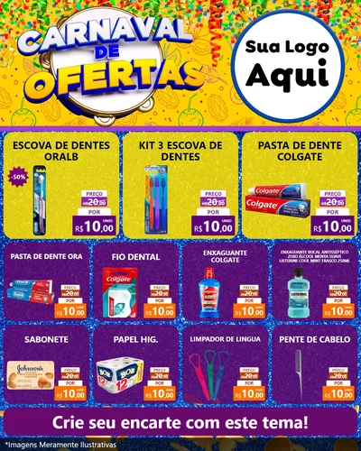 Modelo de Rede Social para Feed Instagram com o tema Carnaval de Ofertas para Higiene Pessoal
