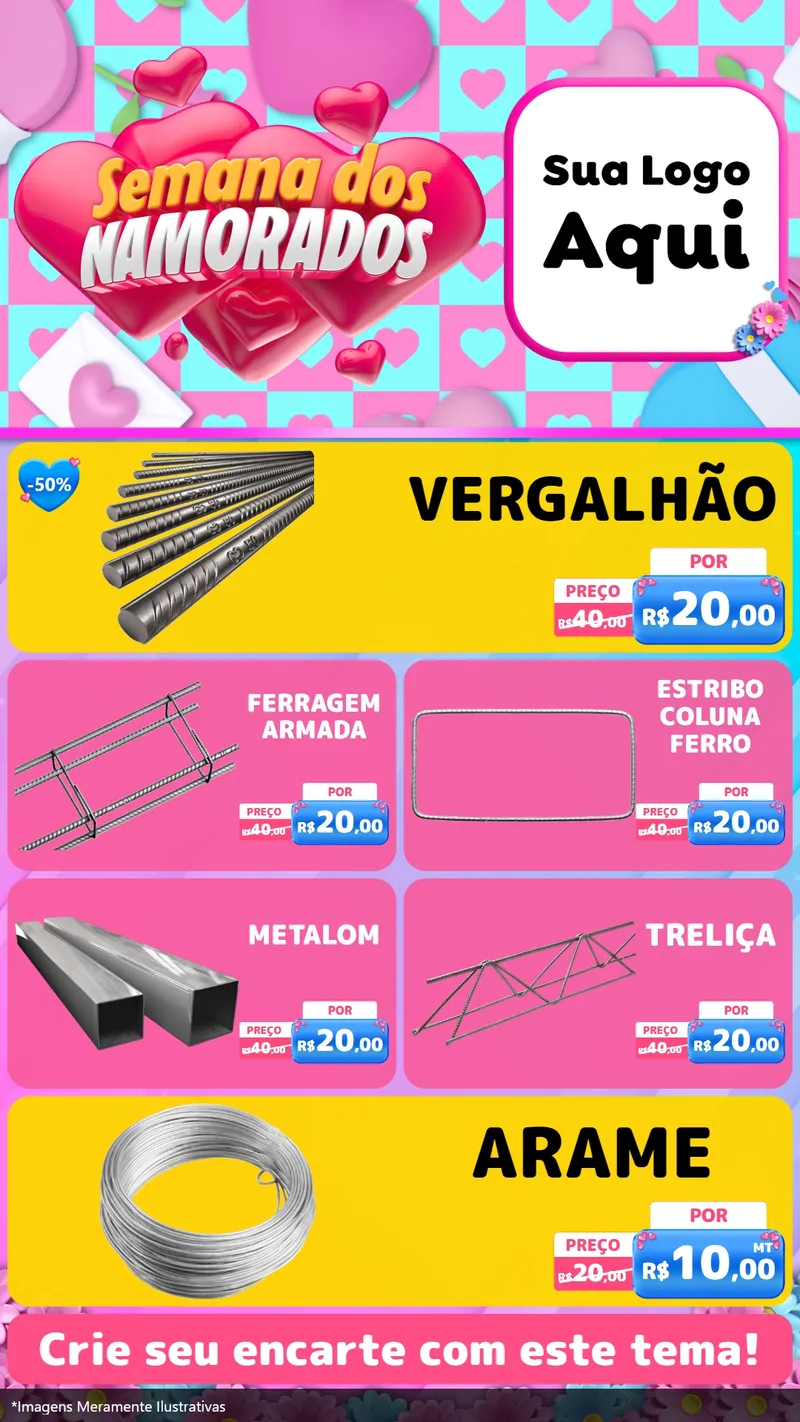 Modelo de TV para TV Vertical com o tema Semana dos Namorados para Ferragens