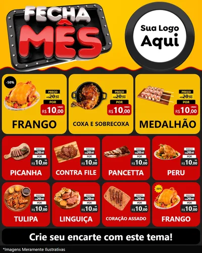 Modelo de Rede Social para Feed Instagram com o tema Fecha Mês para Assados