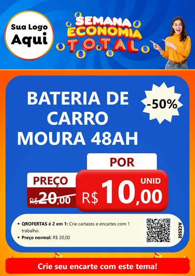 Modelo de Cartaz para Cartaz A4 Vertical com o tema Semana Economia Total para Baterias Elétricas