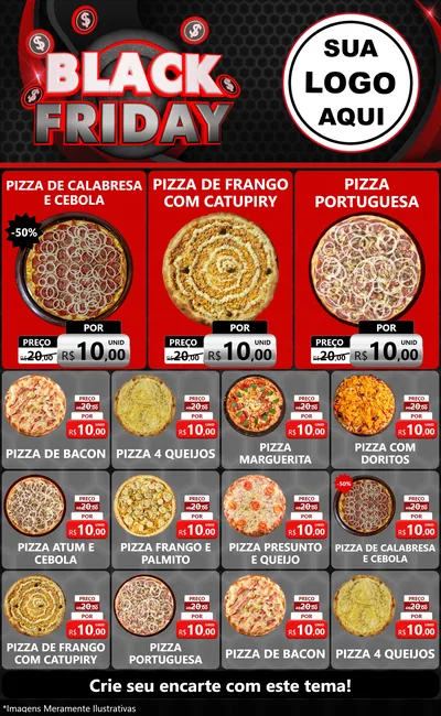 Modelo de Encarte para Encarte Grande com o tema Black Friday para Pizzaria
