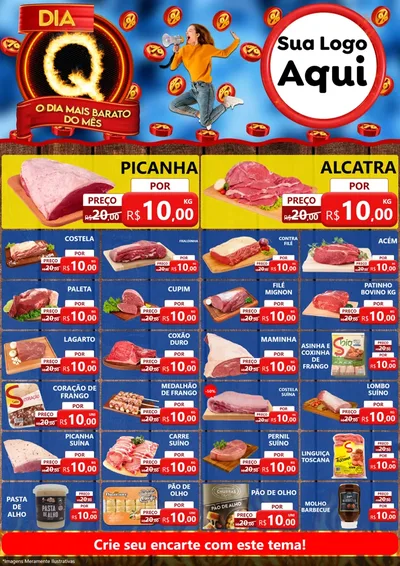 Modelo de Encarte para Encarte A4 Vertical com o tema Dia Q - O Dia Mais Barato Do Mês para Açougue