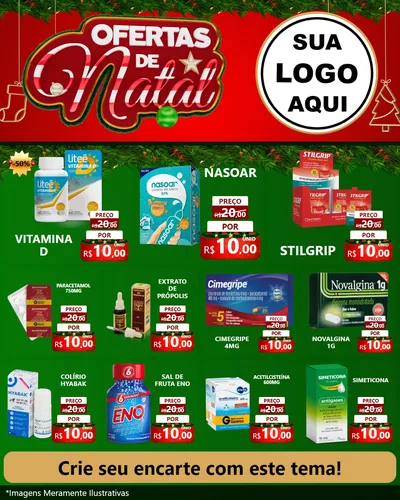 Modelo de Rede Social para Feed Instagram com o tema Ofertas de Natal para Farmácia