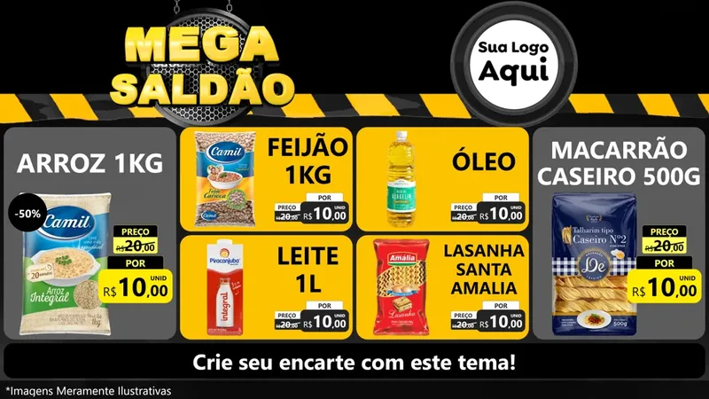 Modelo de TV para TV Horizontal com o tema Mega Saldão para Supermercado