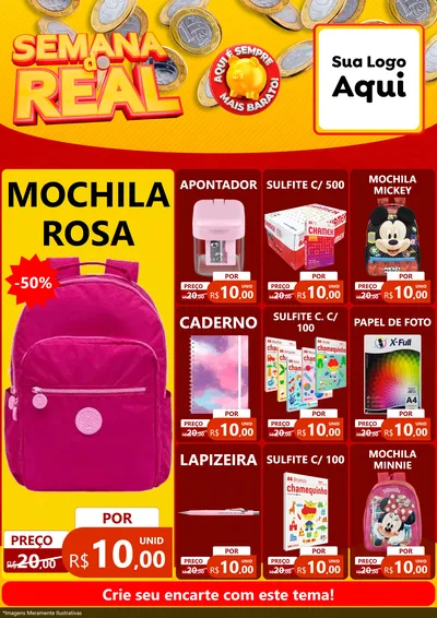 Modelo de Encarte para Encarte A4 Vertical com o tema Semana do Real para Papelaria