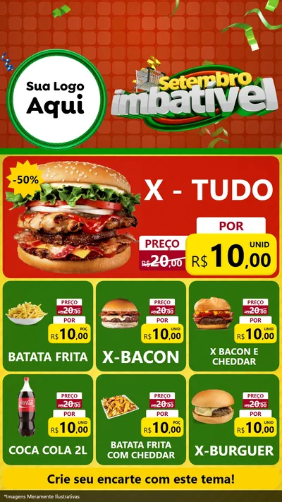 Modelo de Rede Social para Stories com o tema Setembro Imbatível para Hamburgueria