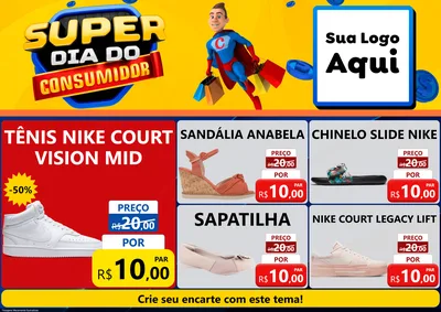 Modelo de Encarte para Encarte A4 Horizontal com o tema Super Dia do Consumidor para Calçados