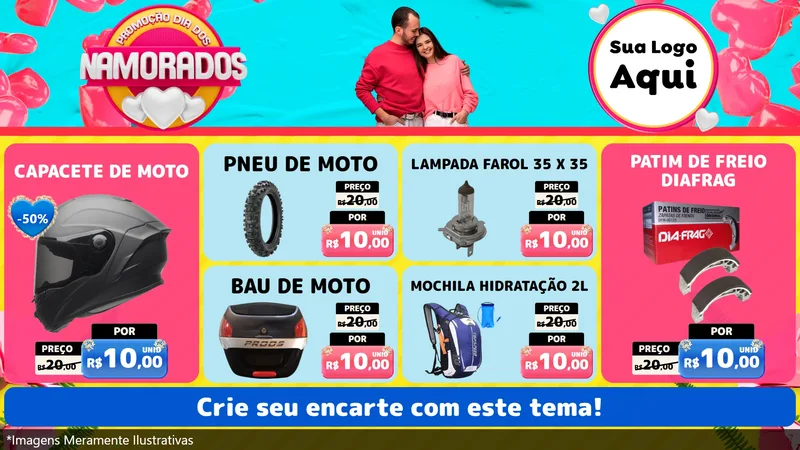 Modelo de TV para TV Horizontal com o tema Promoção Dia dos Namorados para Moto peças