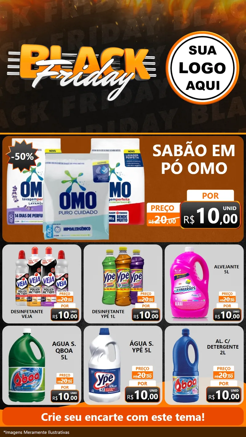 Modelo de Rede Social para Stories com o tema Black Friday para Produtos de Limpeza