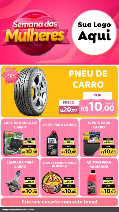 Modelo de Rede Social para Stories com o tema Semana das Mulheres para Auto peças