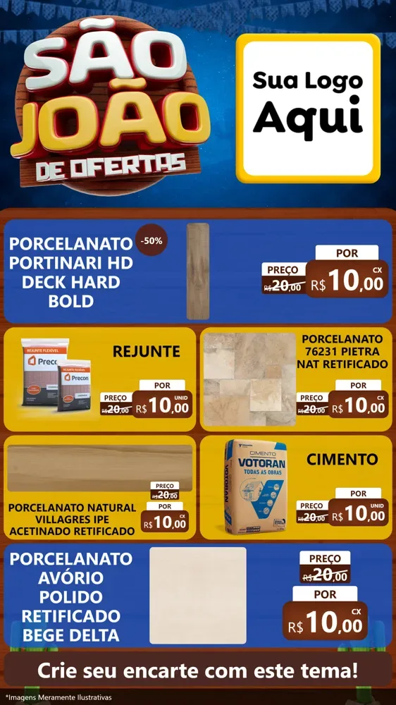 Modelo de TV para TV Vertical com o tema São João Ofertas Imbatíveis! - Junina para Pisos e revestimentos