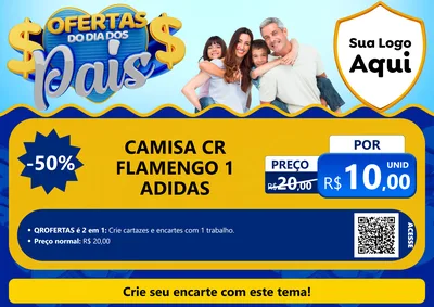 Modelo de Cartaz para Cartaz A4 Horizontal com o tema Ofertas do Dia dos Pais para Roupas e acessórios