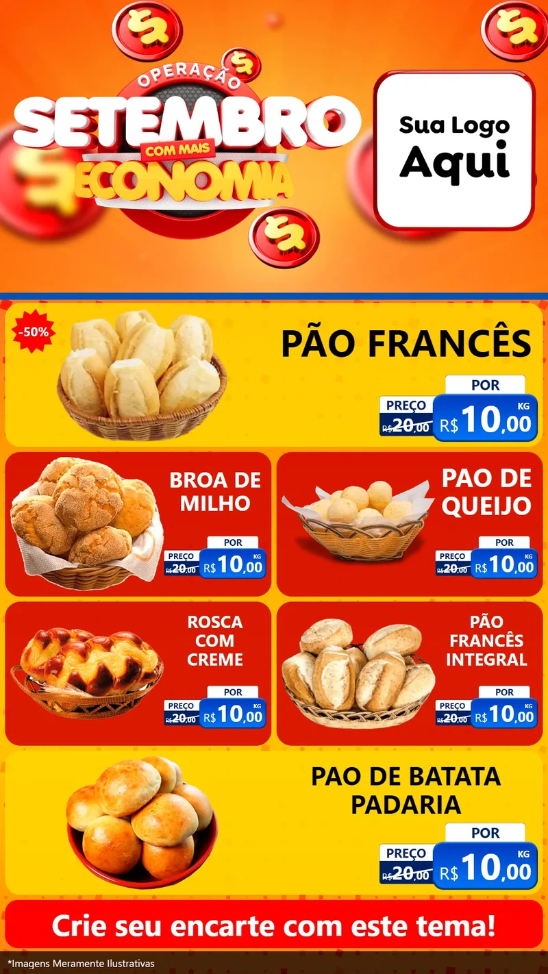 Modelo de TV para TV Vertical com o tema Operação Setembro Com Muita Economia para Padaria
