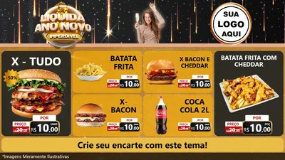 Modelo de TV para TV Horizontal com o tema Liquida Ano Novo Imperdível para Hamburgueria