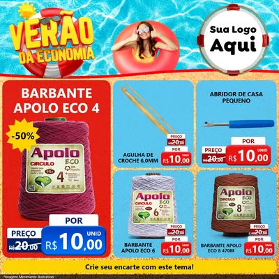 Modelo de Rede Social para Feed Facebook com o tema Verão da Economia para Armarinho e Aviamentos