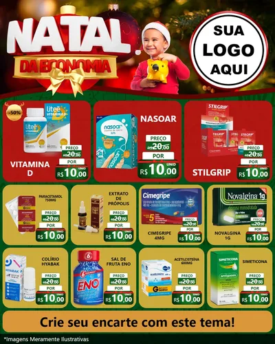 Modelo de Rede Social para Feed Instagram com o tema Natal da Economia para Farmácia