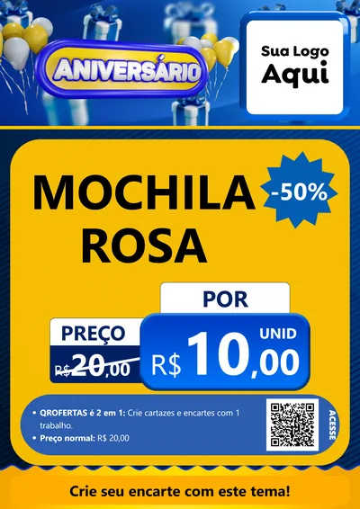 Modelo de Cartaz para Cartaz A4 Vertical com o tema Aniversário para Papelaria