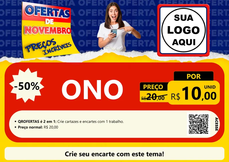 Modelo de Cartaz para Cartaz A4 Horizontal com o tema Ofertas de Novembro - Preços Incríveis para Óticas