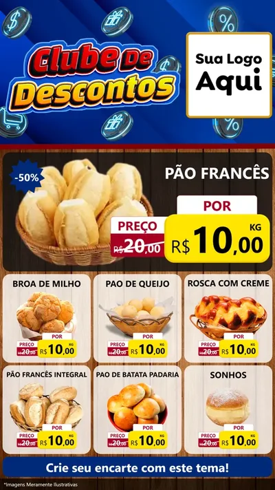 Modelo de Rede Social para Stories com o tema Clube de Descontos para Padaria