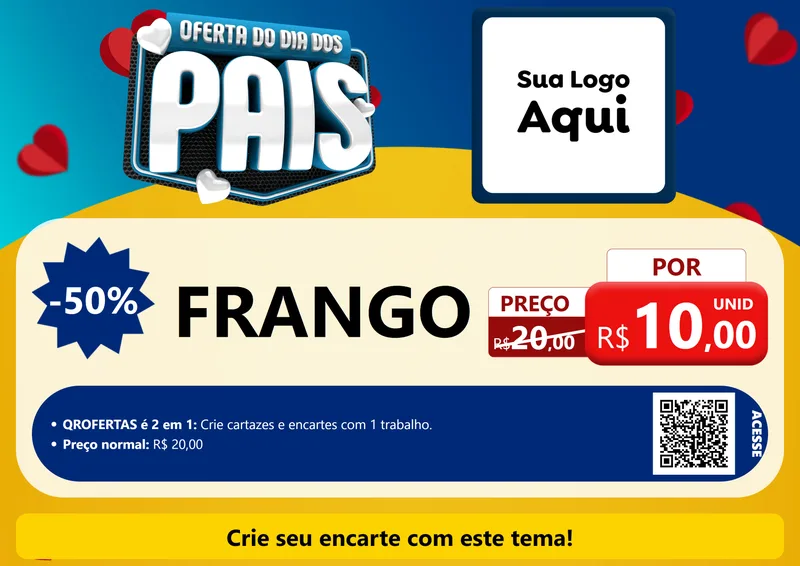 Modelo de Cartaz para Cartaz A4 Horizontal com o tema Oferta Do Dia Dos Pais para Assados