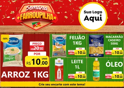 Modelo de Encarte para Encarte A4 Horizontal com o tema Semana Farroupilha para Supermercado