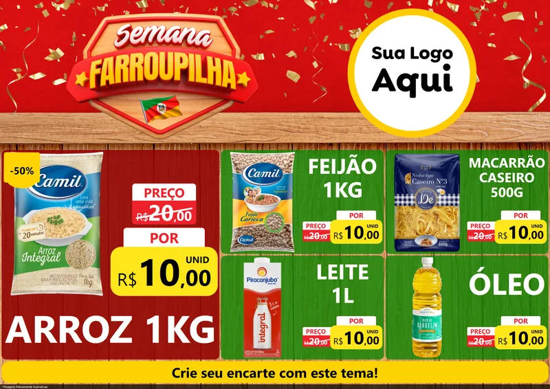 Modelo de Encarte para Encarte A4 Horizontal com o tema Semana Farroupilha para Supermercado