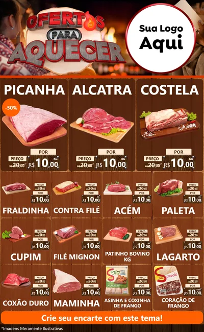 Modelo de Encarte para Encarte Grande com o tema Ofertas Para Aquecer para Açougue