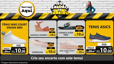 Modelo de TV para TV Horizontal com o tema Mega Saldão de Janeiro para Calçados