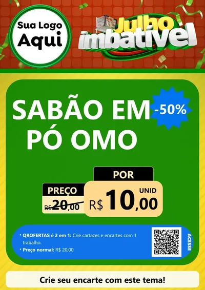 Modelo de Cartaz para Cartaz A4 Vertical com o tema Julho Imbatível para Produtos de Limpeza