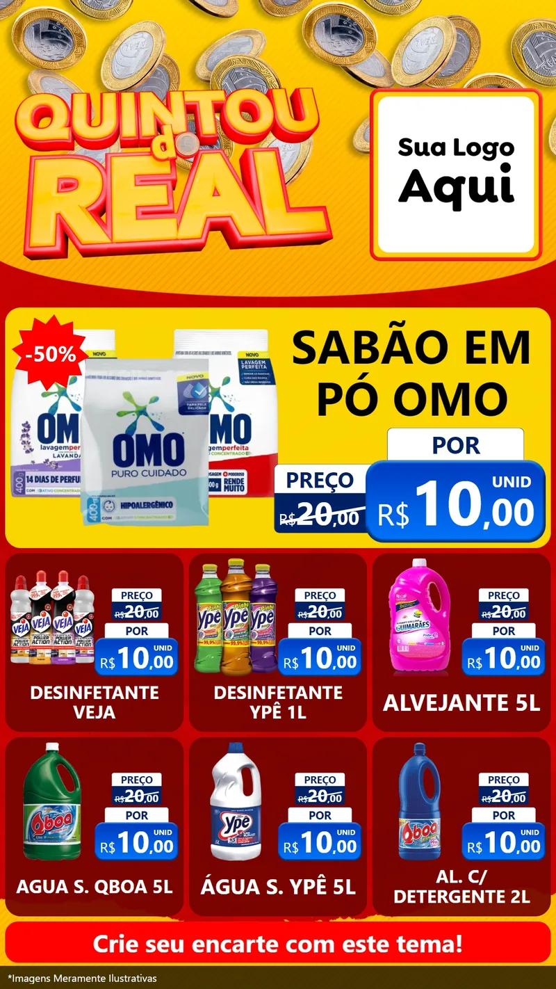Modelo de Rede Social para Stories com o tema Quintou do Real para Produtos de Limpeza