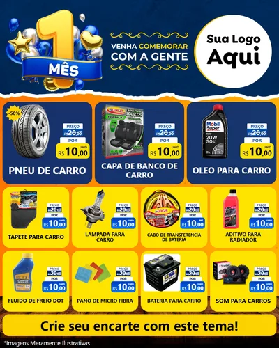 Modelo de Rede Social para Feed Instagram com o tema Um Mês de Aniversário para Auto peças