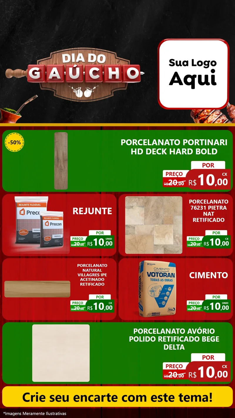 Modelo de TV para TV Vertical com o tema Dia do Gaúcho para Pisos e revestimentos