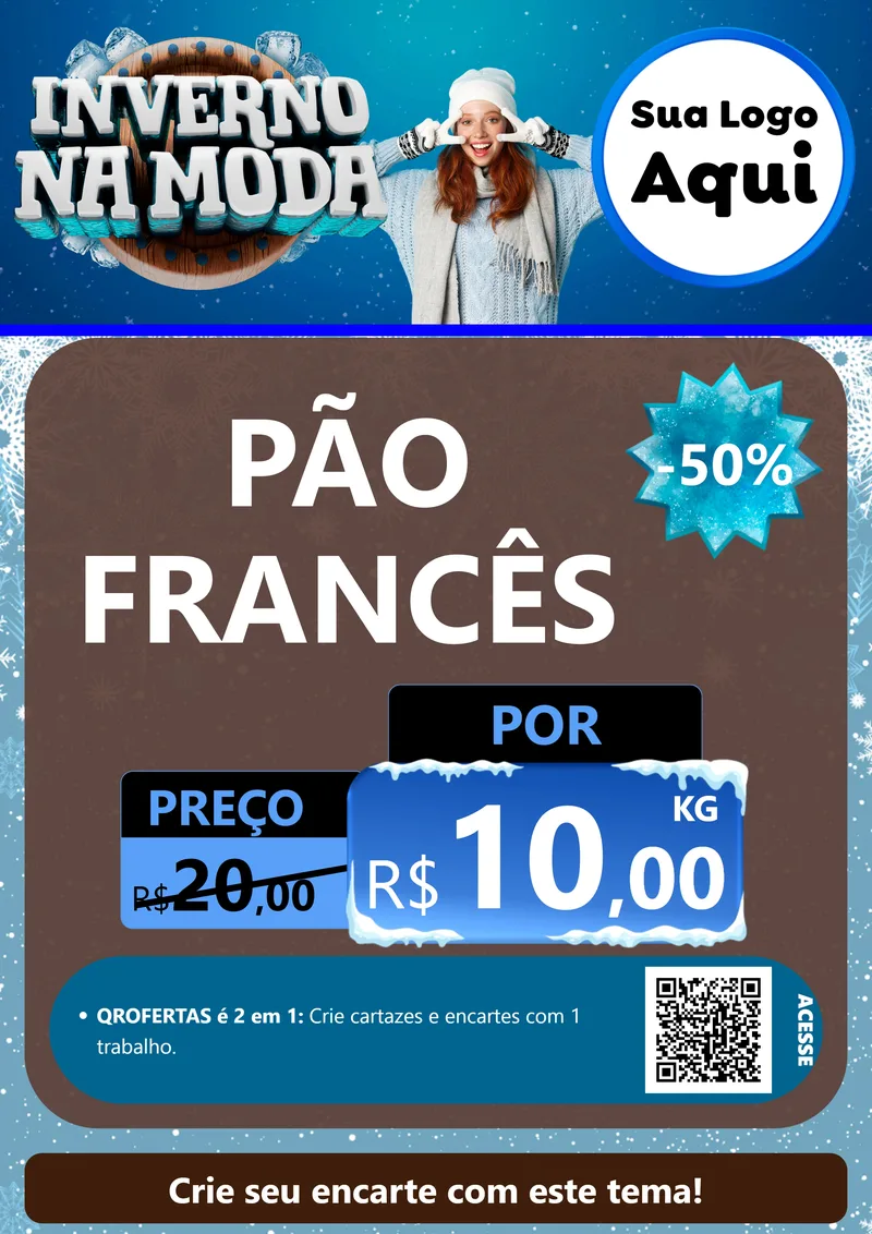 Modelo de Cartaz para Cartaz A4 Vertical com o tema Inverno na Moda para Padaria