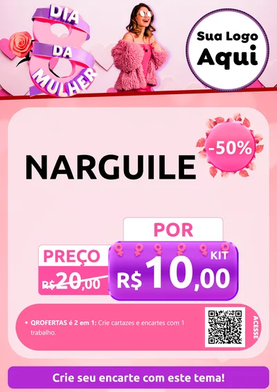Modelo de Cartaz para Cartaz A4 Vertical com o tema Dia da Mulher para Tabacaria
