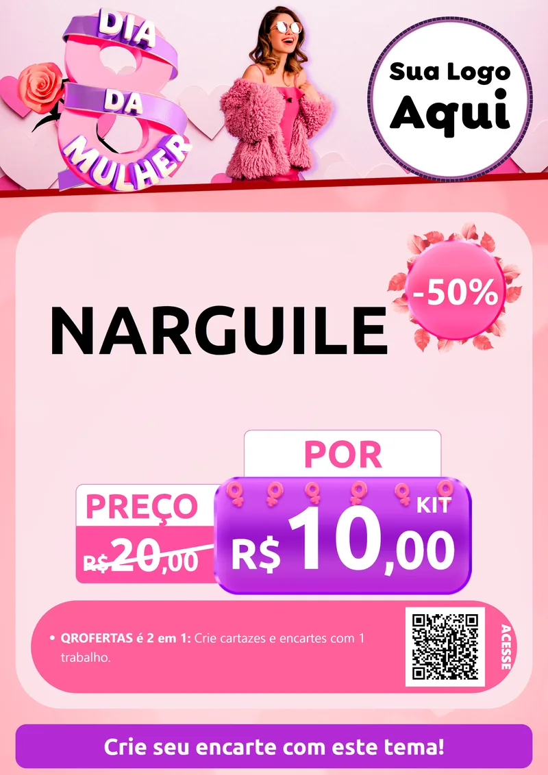 Modelo de Cartaz para Cartaz A4 Vertical com o tema Dia da Mulher para Tabacaria