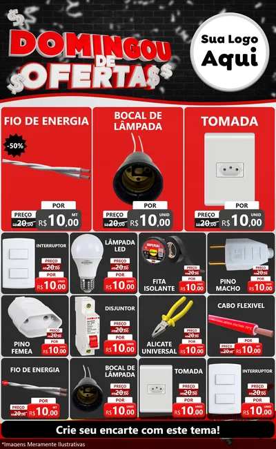 Modelo de Encarte para Encarte Grande com o tema Domingou de Ofertas para Materiais Elétricos