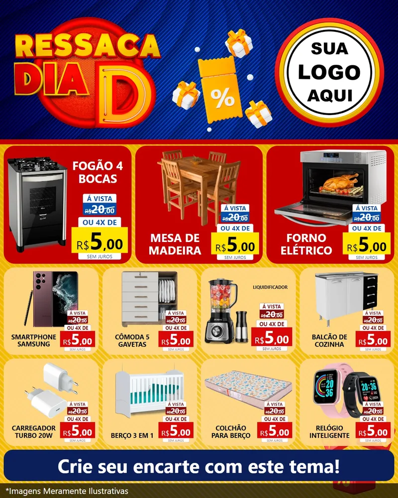 Modelo de Rede Social para Feed Instagram com o tema Ressaca Dia D para Móveis e Eletro