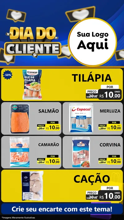 Modelo de TV para TV Vertical com o tema Dia Do Cliente para Peixaria