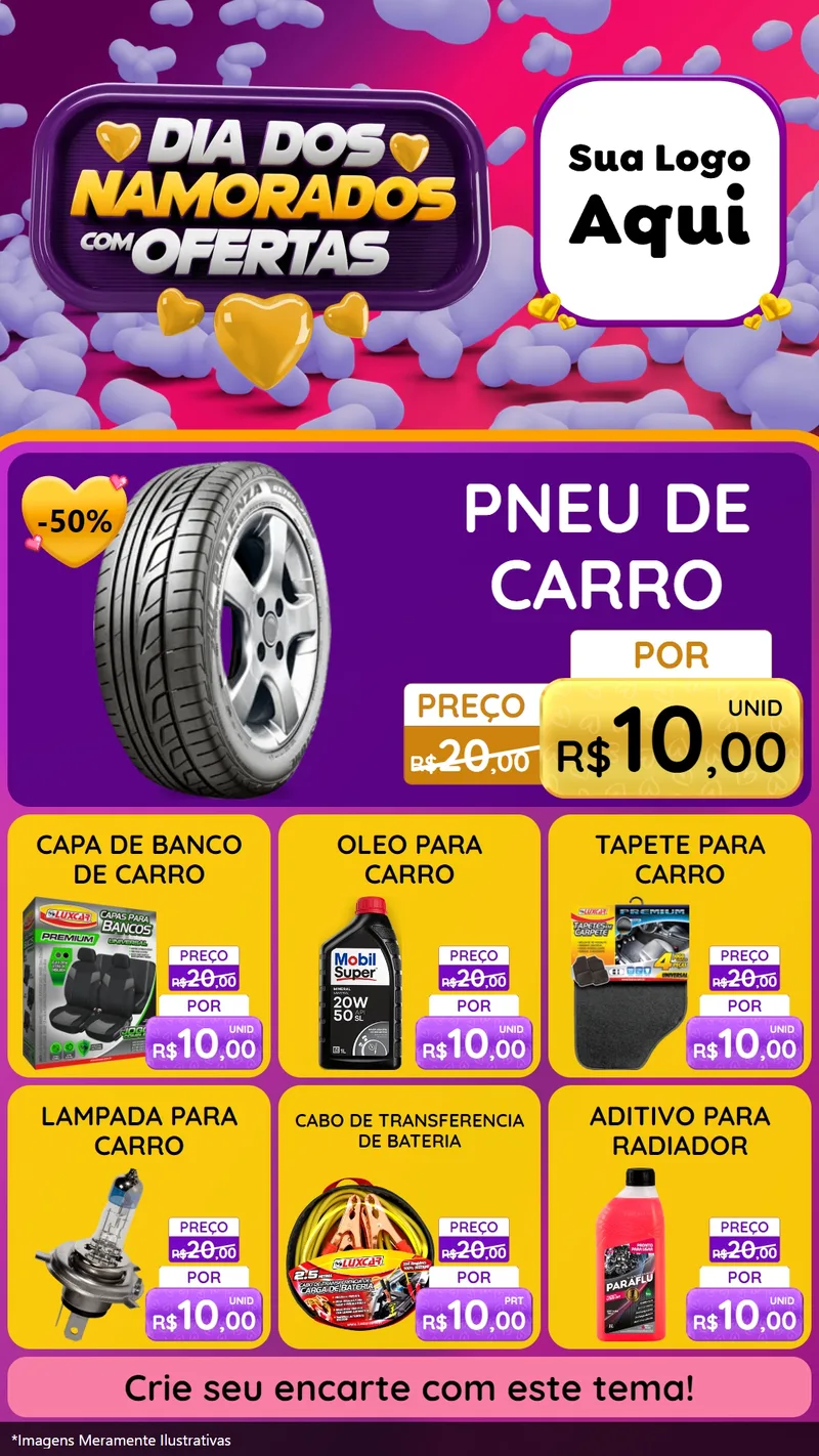 Modelo de Rede Social para Stories com o tema Dia Dos Namorados Com Ofertas para Auto peças