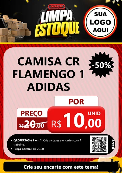 Modelo de Cartaz para Cartaz A4 Vertical com o tema Operação Limpa Estoque para Roupas e acessórios