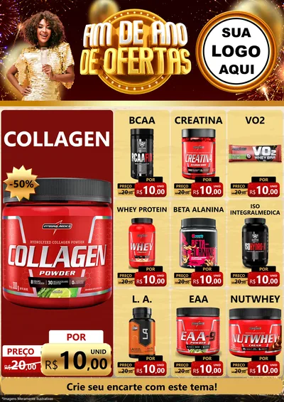 Modelo de Encarte para Encarte A4 Vertical com o tema Fim de Ano de Ofertas para Suplementos alimentares